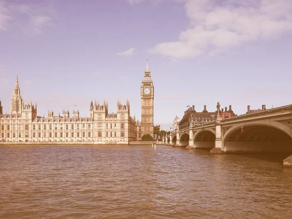 Vintage Looking Houses Parliament Aka Westminster Palace London — Stock Photo, Image