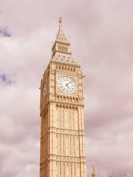 Vintage Cercando Big Ben Alle Camere Del Parlamento Aka Westminster — Foto Stock