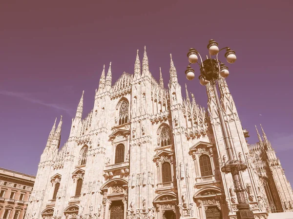Vintage Patrząc Mediolan Katedra Aka Duomo Milano Gotycki Kościół — Zdjęcie stockowe