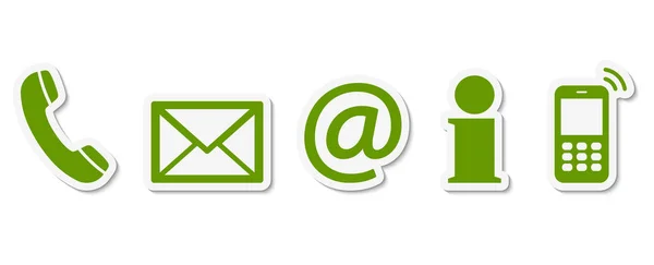 Contact Set Green Colored Icons White Frame Shadow — Stock Photo, Image