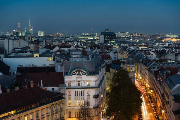 Vienna Night Panorama City Air — Stock Photo, Image