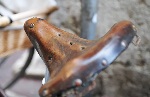 Old Bike Saddle Closeup — Stock Photo, Image