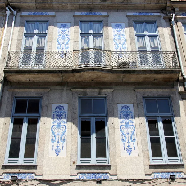 Hausfassade Mit Azulejos Wandfliesen Porto Portugal — Stockfoto