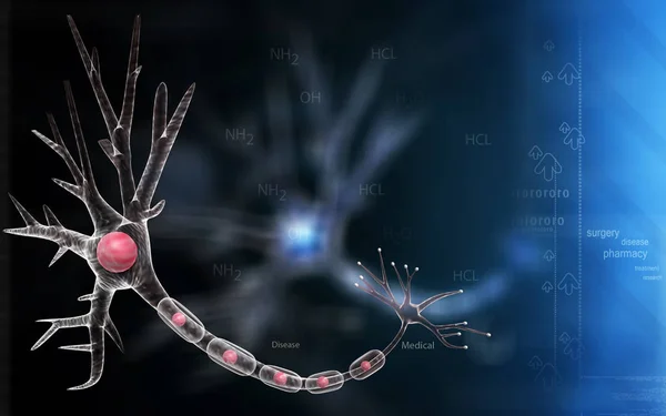 Digitale Darstellung Von Neuronen Farbigen Hintergrund — Stockfoto