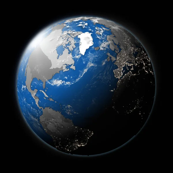 Иллюстрация Планеты Земля Границами Страны Темном Фоне — стоковое фото