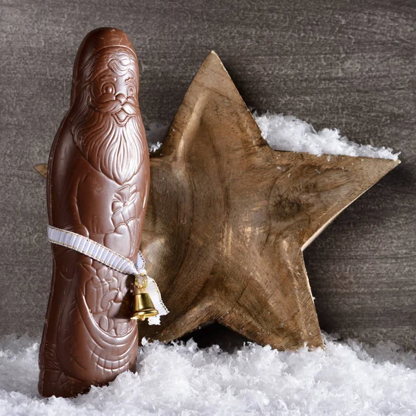 Choklad Jultomten Som Julhälsning — Stockfoto