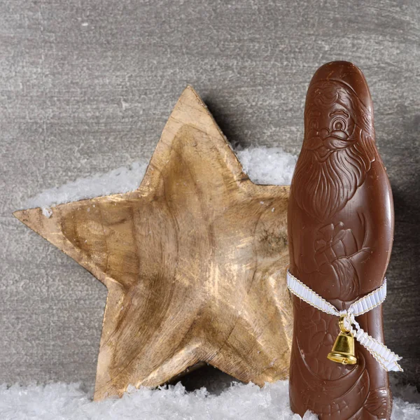 Choklad Jultomten Som Julhälsning — Stockfoto