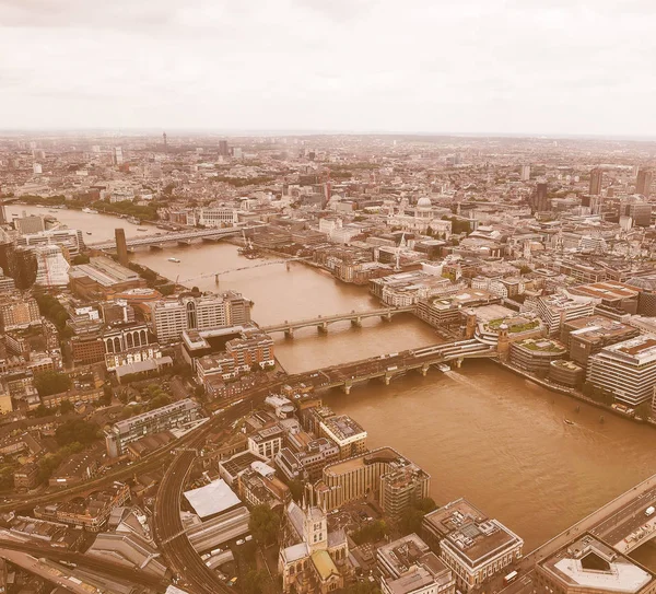 Vintage Ser Flygfoto Över Floden Themsen London — Stockfoto