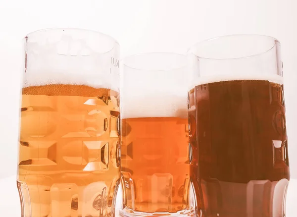 Vintage Buscando Muchos Vasos Cervezas Alemanas Incluyendo Weiss Dunkel Lager —  Fotos de Stock