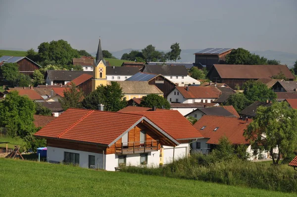 Feld Zandt Bajor Ház Házak Táj Falu Falu Oberpfalz Rét — Stock Fotó