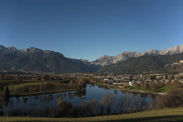Saalfelden Városa Salzburg Pinzgau Jában Északon Nagy Szögben Fényképezve — Stock Fotó