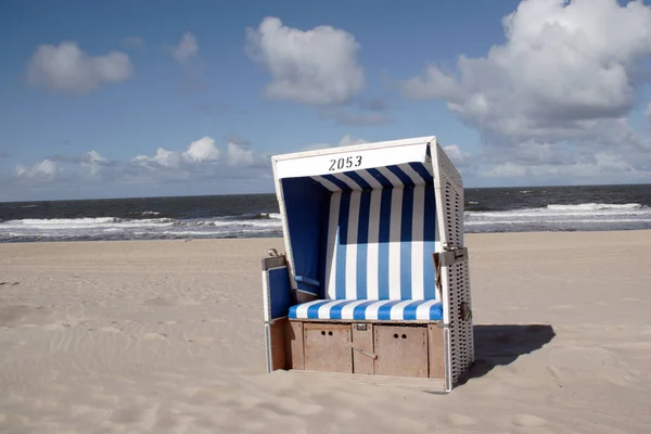 Jediné Plážové Křeslo Písčité Pláži Sylt — Stock fotografie