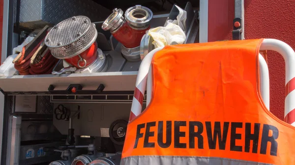 Chaleco Seguridad Para Cubrir Camión Bomberos — Foto de Stock