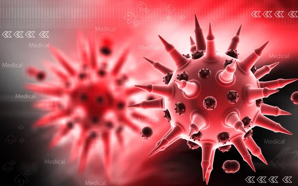 Ilustración Digital Del Virus Gripe Fondo Color — Foto de Stock