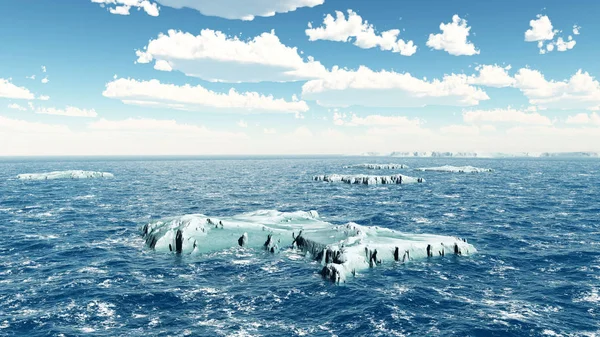 Illustration Générée Par Ordinateur Avec Des Icebergs — Photo