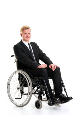 portrait of a young businessman in a wheelchair clipart