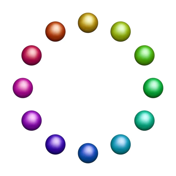 白を基調とした円色のボールに配置された12個の免除 — ストック写真