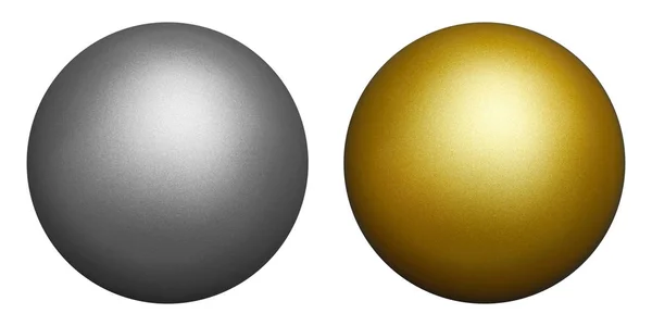 Abgeschnittene Silberne Und Goldene Kugeln Vor Weißem Hintergrund — Stockfoto