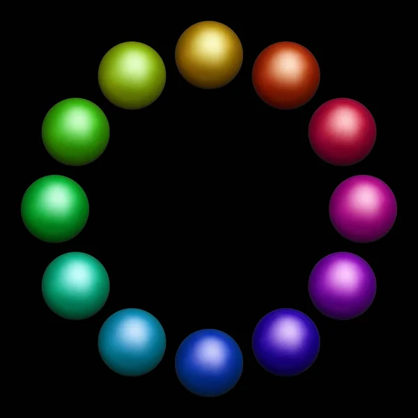 黒を背景に円の色のボールに配置された12免除 — ストック写真