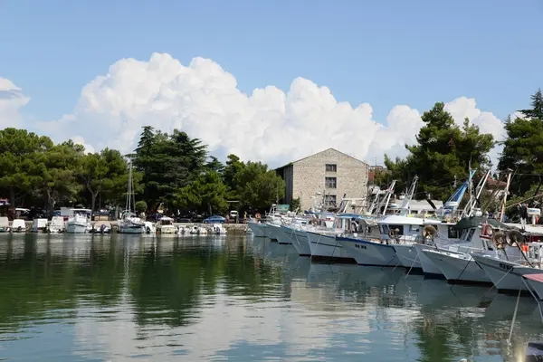 Novigrad Istria Croatia Harbor Adriatic Tourism Lighthouse Beacon Harbor City — стоковое фото