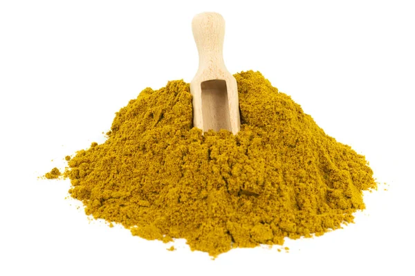 Curry Pulver Från Indian Krydda Vit Bakgrund — Stockfoto