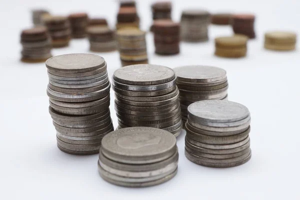 Varias Monedas Edad Acostado Una Mesa — Foto de Stock