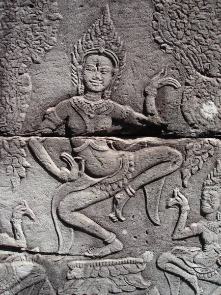 Dança Apsara Templo Parede Angkor Cambodia — Fotografia de Stock