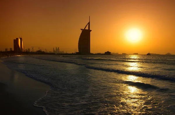 Dubai Burj Arab Pôr Sol — Fotografia de Stock