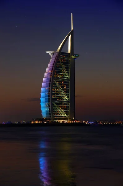 Dubai Burj Arab Bij Zonsondergang — Stockfoto