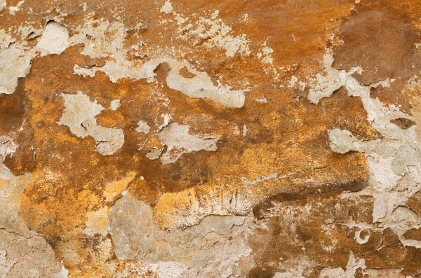 Detail Einer Alten Ockerfarbenen Wand Mit Bröckelndem Putz — Stockfoto