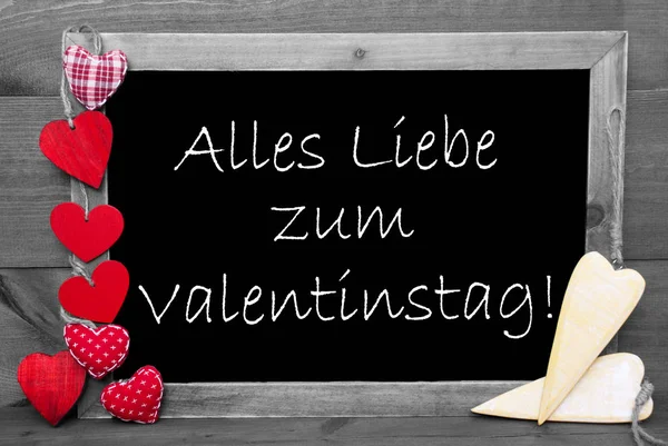 Chalkboard Com Texto Alemão Alles Liebe Zum Valentinstag Significa Feliz — Fotografia de Stock