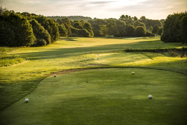 Verde Com Bandeira Campo Golfe Gut Thailing Steinhring Bavaria Superior — Fotografia de Stock