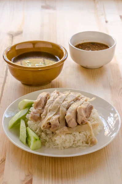 Χαϊνάνικο Ρύζι Κοτόπουλο Ρύζι Μαγειρεμένο Ζωμό Κοτόπουλου — Φωτογραφία Αρχείου