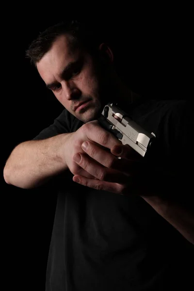 Man Holding Gun — Stock Photo, Image