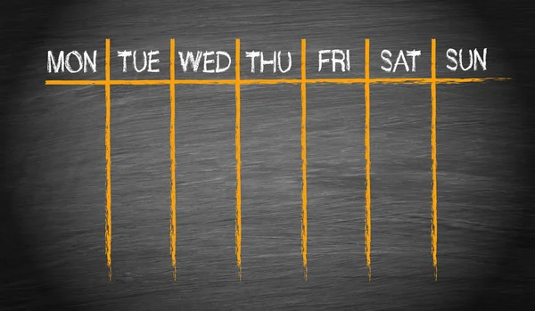 Weekly Calendar Chalkboard Background — Stock Photo, Image