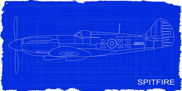 Бойовий Літак Supermarine World War Spitfire Mark Xiv Креслення — стокове фото
