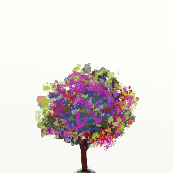 Zaczarowane Szczęśliwe Drzewo Pełne Kolorów Kolorowych Liści Dużo Piękna — Zdjęcie stockowe