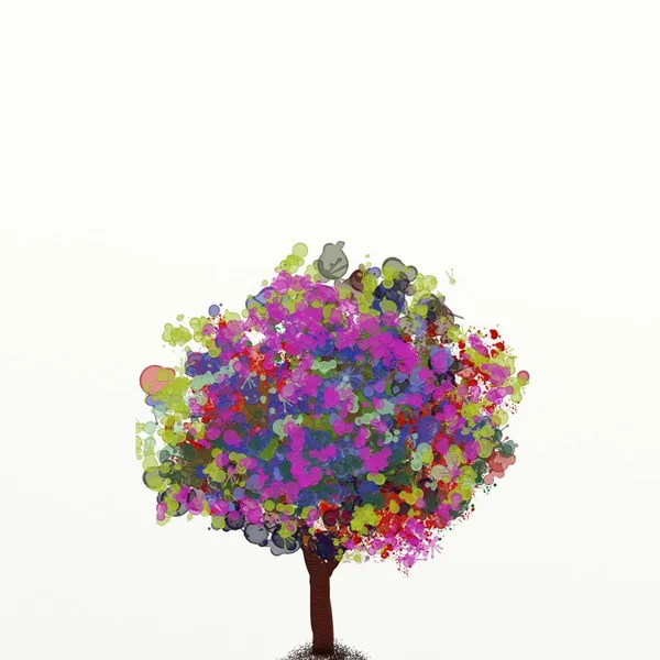 Árbol Encantado Feliz Lleno Colores Hojas Colores Mucha Belleza —  Fotos de Stock