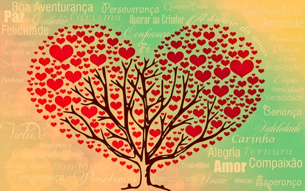 Плоди Цього Дерева Повні Сердець Наповнені Любов Світлом Миром — стокове фото