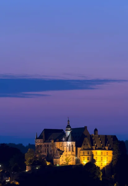 Marburg Hessen Deutschland Agosto 2015 Landgrafenschloss Marburg Bei Nacht — Foto de Stock