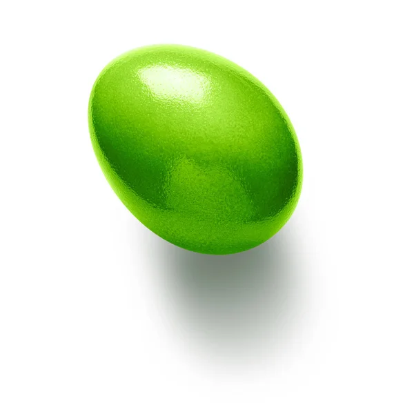 Green Painted Easter Egg Isolated White Background Object Clipping Path — Stock Photo, Image