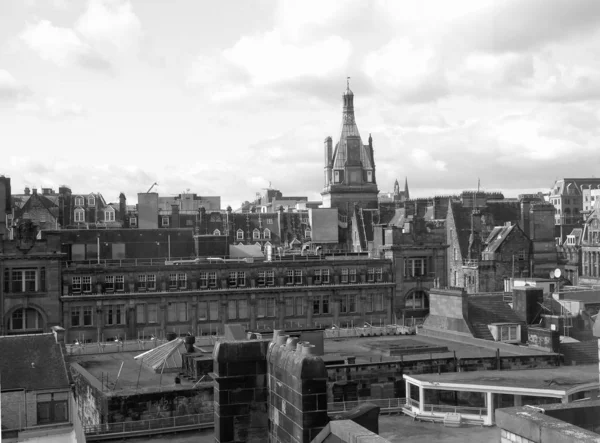 Siyah Beyaz Glasgow Skoçya Nın Şehrin Havadan Görünümü — Stok fotoğraf