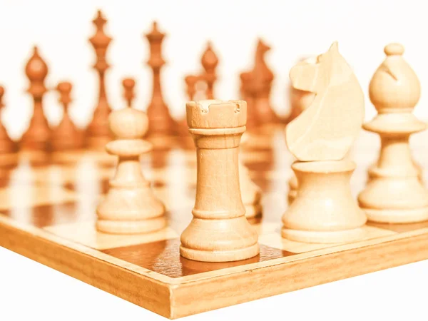 Dřevěné Šachovnice Lehkou Tmavou Dřevěnou Šachovnicí Vintage — Stock fotografie
