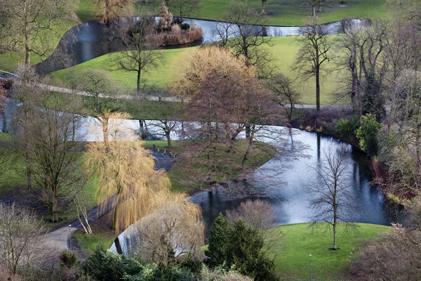 12月の風の強い晴れた日にロッテルダムの公園の空中ビュー — ストック写真