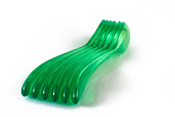 Zelený Zubní Kartáček Izolované Bílém Pozadí — Stock fotografie