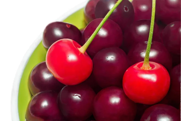 Cerezas Rojas Frescas Fondo Cerca — Foto de Stock