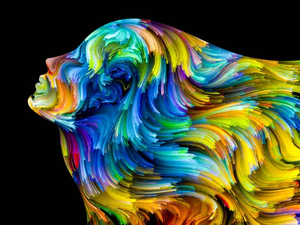 Kolory Pasji Serii Rozmieszczenie Kolorowy Ludzki Profil Wykonany Stylu Malarstwo — Zdjęcie stockowe