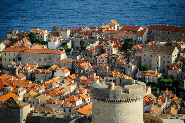 Cidade Velha Dubrovnik Com Torre — Fotografia de Stock