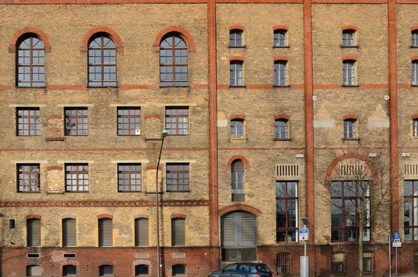 Tijolo Fachada Industrial Edifício — Fotografia de Stock