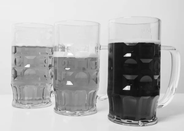 Muchos Vasos Cervezas Alemanas Incluyendo Weiss Dunkel Lager Blanco Negro — Foto de Stock